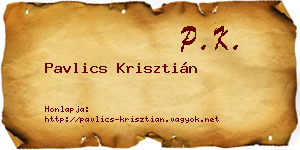 Pavlics Krisztián névjegykártya